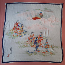 Charger l'image dans la galerie, Foulard vintage Lÿnn - Japonais en soie. 77 x 77