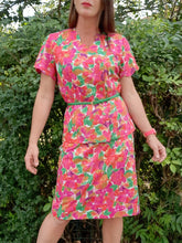 Charger l'image dans la galerie, Ensemble vintage Hortense - Jupe et veste fleuries. Taille M, 38, 40. Marcelle Griffon.