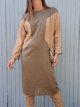 Charger l'image dans la galerie, Robe pull vintage Béryl - Imprimé pied-de-poule. Taille L, 40, 42.