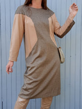 Charger l'image dans la galerie, Robe pull vintage Béryl - Imprimé pied-de-poule. Taille L, 40, 42.