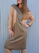 Charger l'image dans la galerie, Robe pull vintage Béryl - Imprimé pied-de-poule. Taille L, 40, 42.