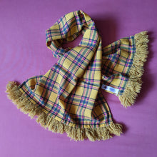 Charger l'image dans la galerie, Étole vintage Oléanne - Jaune à carreaux & franges. Givenchy. Fabriqué en France