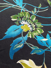 Charger l'image dans la galerie, Chemise vintage Séverine - Imprimé floral bleu pétrole. Taille M, 38, 40. Créaline de Daxon.