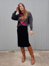 Charger l'image dans la galerie, Jupe vintage Rolande - Panne de velours noir. Taille S, 36, 38. David Paris. Made in France