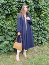 Charger l'image dans la galerie, Veste longue vintage Isadora - Drapé bleu marine. Ample. Taille XXL, 44, 46. Made in France