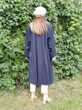 Charger l'image dans la galerie, Veste longue vintage Isadora - Drapé bleu marine. Ample. Taille XXL, 44, 46. Made in France