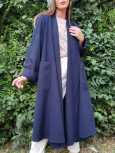 Charger l'image dans la galerie, Veste longue vintage Isadora - Drapé bleu marine. Ample. Taille XXL, 44, 46. Made in France