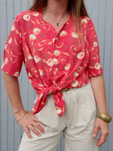 Charger l'image dans la galerie, Chemisier vintage Florence - Imprimé Tulipes. Taille XL, 42, 44