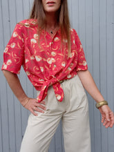 Charger l'image dans la galerie, Chemisier vintage Florence - Imprimé Tulipes. Taille XL, 42, 44
