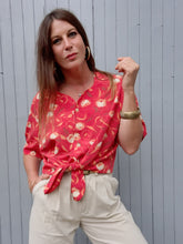 Charger l'image dans la galerie, Chemisier vintage Florence - Imprimé Tulipes. Taille XL, 42, 44