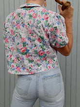 Charger l'image dans la galerie, Chemisier vintage Charlène -En coton fleuri. Taille M, 38, 40. Made in France