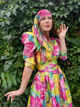 Charger l'image dans la galerie, Robe vintage Prisca - Imprimé floral. Taille M, 38, 40. Anne Marie Belin.