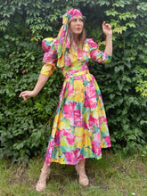 Charger l'image dans la galerie, Robe vintage Prisca - Imprimé floral. Taille M, 38, 40. Anne Marie Belin.
