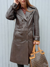 Charger l'image dans la galerie, Veste vintage Paule - Cuir brun. Taille L, 40, 42.