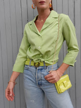 Charger l'image dans la galerie, Chemisier vintage Marielle - Soie vert Anis. Taille M, 38, 40
