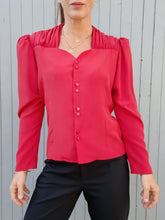 Charger l'image dans la galerie, Blouse vintage Lisette - Foncée aux épaules. Taille M, 38, 40 . Made in France