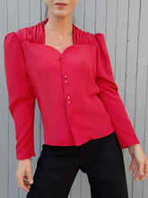 Charger l'image dans la galerie, Blouse vintage Lisette - Foncée aux épaules. Taille M, 38, 40 . Made in France