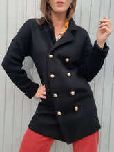 Charger l'image dans la galerie, Cardigan vintage Daphné - Sonia Rykiel noir à boutons dorés. Taille L, 40, 42. Laine de mérinos
