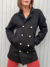 Charger l'image dans la galerie, Cardigan vintage Daphné - Sonia Rykiel noir à boutons dorés. Taille L, 40, 42. Laine de mérinos