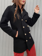 Charger l'image dans la galerie, Cardigan vintage Daphné - Sonia Rykiel noir à boutons dorés. Taille L, 40, 42. Laine de mérinos