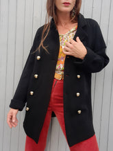 Charger l'image dans la galerie, Cardigan vintage Daphné - Sonia Rykiel noir à boutons dorés. Taille L, 40, 42. Laine de mérinos