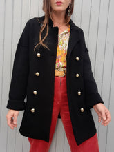 Charger l'image dans la galerie, Cardigan vintage Daphné - Sonia Rykiel noir à boutons dorés. Taille L, 40, 42. Laine de mérinos