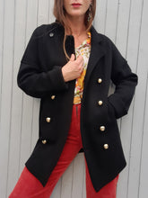 Charger l'image dans la galerie, Cardigan vintage Daphné - Sonia Rykiel noir à boutons dorés. Taille L, 40, 42. Laine de mérinos