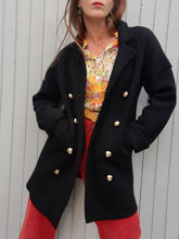 Charger l'image dans la galerie, Cardigan vintage Daphné - Sonia Rykiel noir à boutons dorés. Taille L, 40, 42. Laine de mérinos