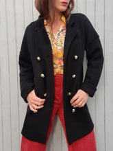 Charger l'image dans la galerie, Cardigan vintage Daphné - Sonia Rykiel noir à boutons dorés. Taille L, 40, 42. Laine de mérinos