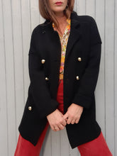 Charger l'image dans la galerie, Cardigan vintage Daphné - Sonia Rykiel noir à boutons dorés. Taille L, 40, 42. Laine de mérinos