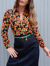 Charger l'image dans la galerie, Chemisier vintage Sibylle - Col pelle à tarte. Fleuris. Taille XS, 34, 36. Made in France