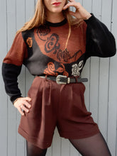 Charger l'image dans la galerie, Pull vintage Lina - Laine noir et marron. Taille L, 40, 42. Made in France.