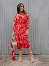 Charger l'image dans la galerie, Robe vintage Ciara - Rouge fleurie. Taille M, 38, 40. Made in France