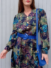 Charger l'image dans la galerie, Robe vintage Albanne - Imprimé floral. Taille XL, 42, 44. Coutureine Paris.