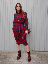 Charger l'image dans la galerie, Robe vintage Gladys - Imprimé coloré abstrait. Taille XXL, 44, 46. Jean Moreux. Made in France