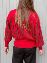 Charger l'image dans la galerie, Pull vintage Flavie - Rouge et gris à soufflets. Taille M, 38, 40. laine.