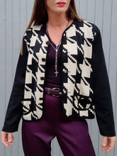Charger l'image dans la galerie, Gilet vintage Félicie - Imprimé pied-de-coq. Taille XXL, 44, 46. Made in France