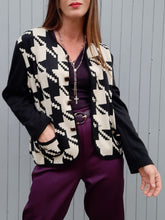 Charger l'image dans la galerie, Gilet vintage Félicie - Imprimé pied-de-coq. Taille XXL, 44, 46. Made in France