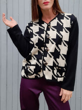 Charger l'image dans la galerie, Gilet vintage Félicie - Imprimé pied-de-coq. Taille XXL, 44, 46. Made in France