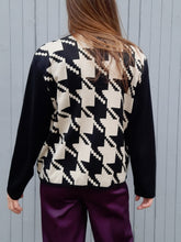 Charger l'image dans la galerie, Gilet vintage Félicie - Imprimé pied-de-coq. Taille XXL, 44, 46. Made in France