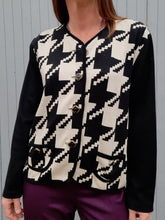 Charger l'image dans la galerie, Gilet vintage Félicie - Imprimé pied-de-coq. Taille XXL, 44, 46. Made in France