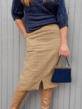 Charger l'image dans la galerie, Jupe vintage Nina - Laine imprimé tweed beige. Taille XL, 42, 44