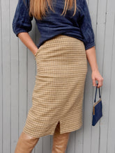 Charger l'image dans la galerie, Jupe vintage Nina - Laine imprimé tweed beige. Taille XL, 42, 44