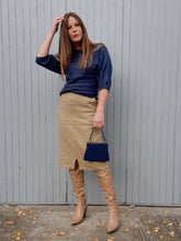 Charger l'image dans la galerie, Jupe vintage Nina - Laine imprimé tweed beige. Taille XL, 42, 44