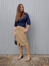 Charger l'image dans la galerie, Jupe vintage Nina - Laine imprimé tweed beige. Taille XL, 42, 44