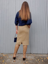 Charger l'image dans la galerie, Jupe vintage Nina - Laine imprimé tweed beige. Taille XL, 42, 44