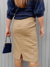 Charger l'image dans la galerie, Jupe vintage Nina - Laine imprimé tweed beige. Taille XL, 42, 44