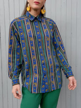 Charger l'image dans la galerie, Chemisier vintage Amelle - Rayures et cachemires. Taille L, 40, 42