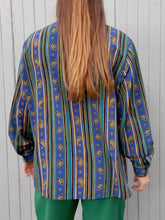 Charger l'image dans la galerie, Chemisier vintage Amelle - Rayures et cachemires. Taille L, 40, 42