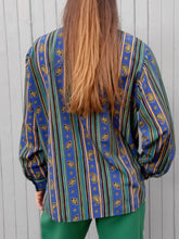 Charger l'image dans la galerie, Chemisier vintage Amelle - Rayures et cachemires. Taille L, 40, 42